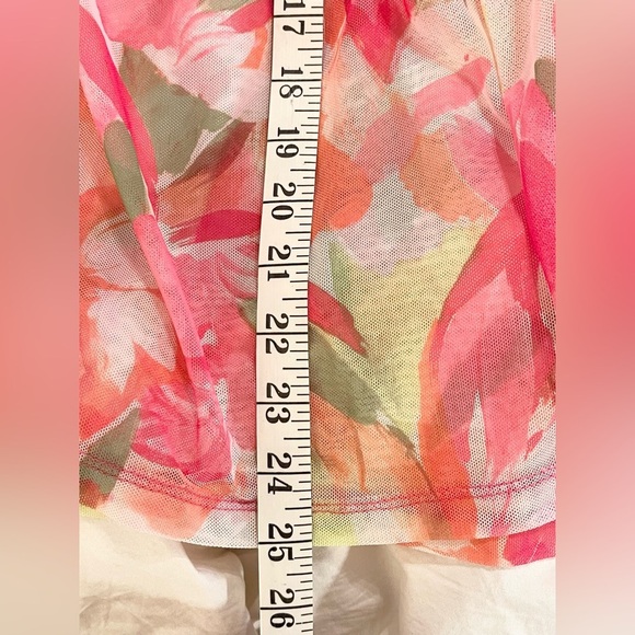 Terra & Sky Pink Floral Pink & Green Sheer Button Down Tunic | Size 0X - Picture 8 of 9